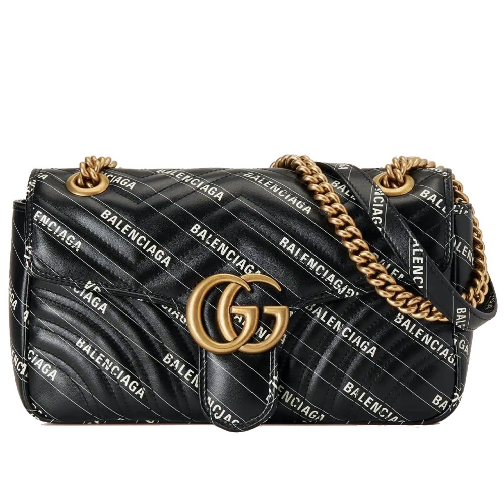 Gucci Hacker Project Limited Edition Balenciaga Print Leather Marmont GG Bag - Picture 2 of 15